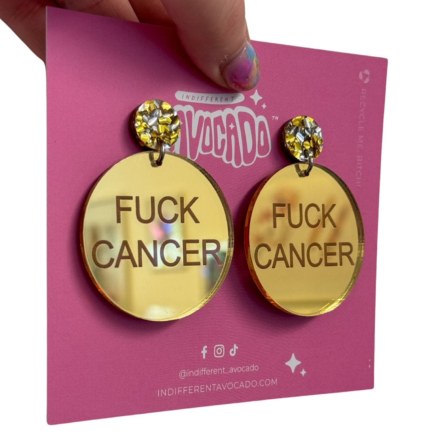 Fck Cancer Earrings - GOLD